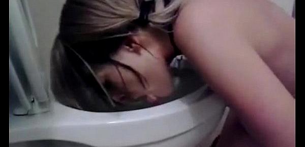  cute girl licking my toilet lustfully